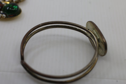 Vintage Mixed Jewelry & Trinket Lot — Cuff Bracelet, Keychain Pendant & Metal Bookmark