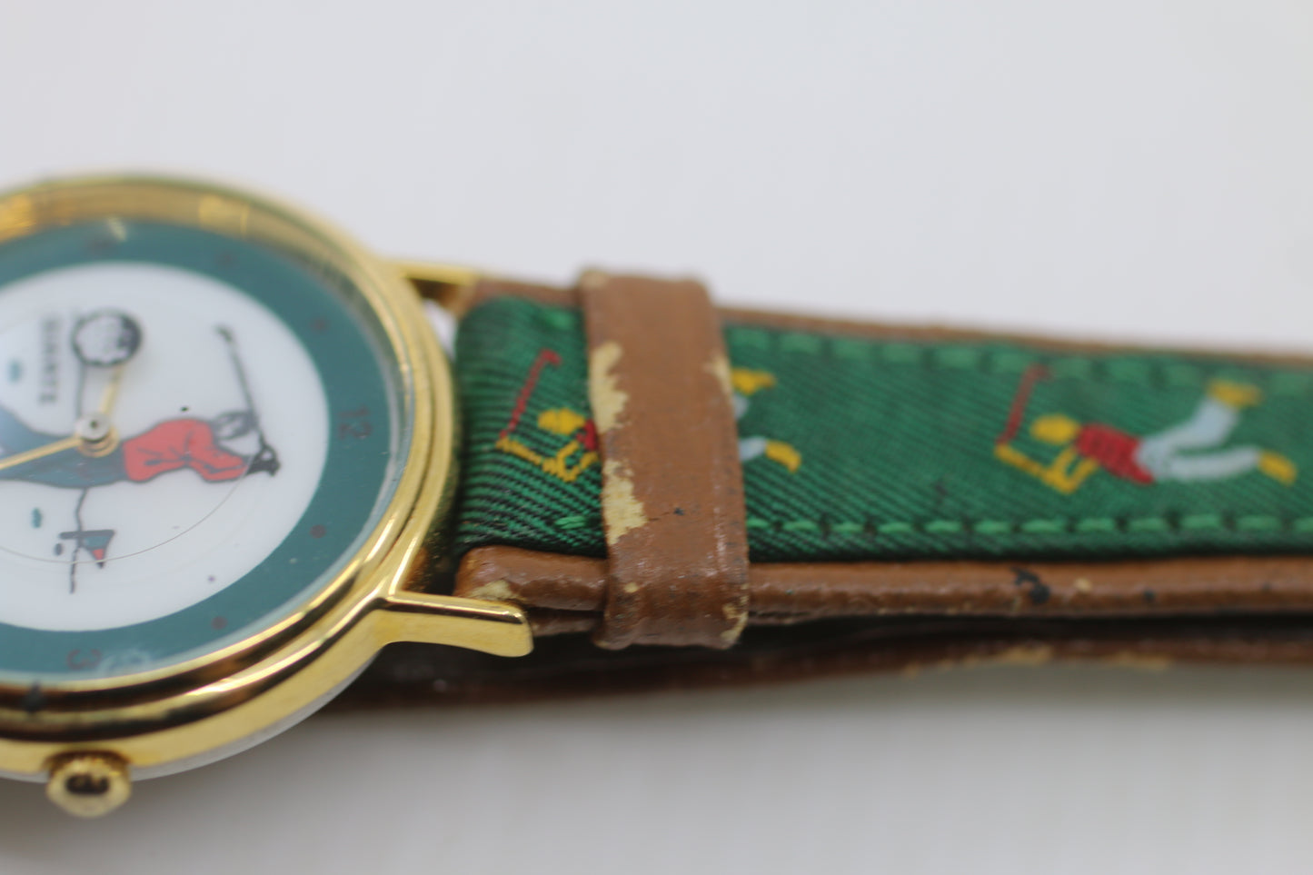 Vintage Majestron Quartz Golf Watch – Golfer Dial – Genuine Leather Strap – Needs Battery