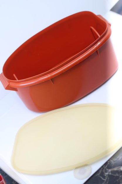 Vintage Tupperware 3-piece Flavor Saver Paprika Roast Ham Chicken Turkey Keeper2