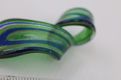 Vintage Hand Blown Art Glass Twist Pendant or Sculpture – Green Blue Aventurine Style