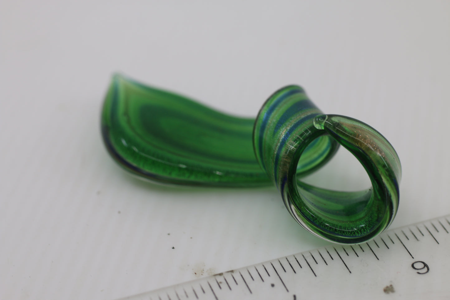 Vintage Hand Blown Art Glass Twist Pendant or Sculpture – Green Blue Aventurine Style