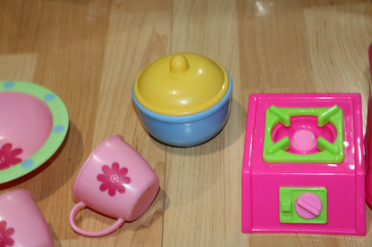Play kitchen Dishes Mixed Lot Played With Condition coffee heater, spoons toys