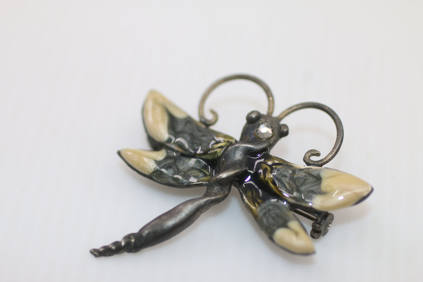Vintage Dragonfly Insect Brooch / Pin – Metal & Enamel Art Jewelry