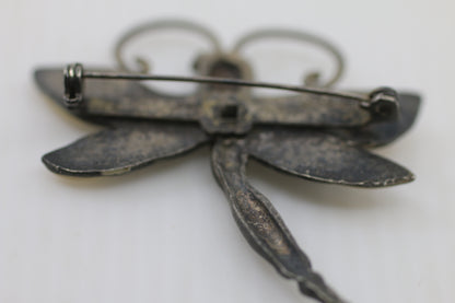 Vintage Dragonfly Insect Brooch / Pin – Metal & Enamel Art Jewelry