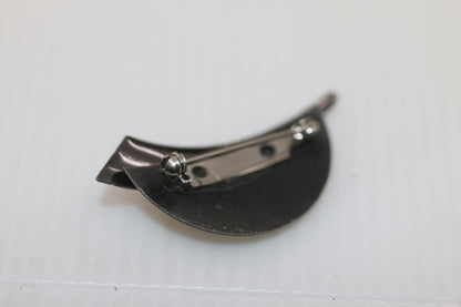 Modern Geometric Pearl Accent Brooch / Pin – Silver & Gold Tone Abstract Design