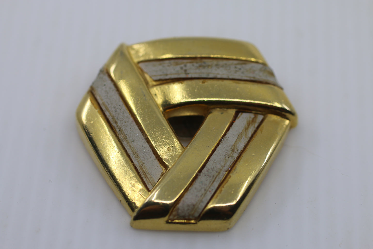 Vintage Geometric Gold Tone Brooch Mid Century Modern Abstract Metal Pin