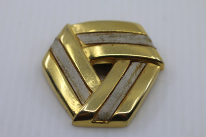 Vintage Geometric Gold Tone Brooch Mid Century Modern Abstract Metal Pin