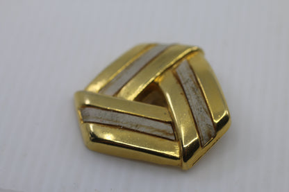 Vintage Geometric Gold Tone Brooch Mid Century Modern Abstract Metal Pin