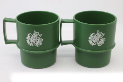 VTG Tupperware Green Christmas Mug Cup With Dove 1312-49 No Lid Made In USA x2