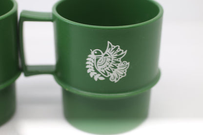 VTG Tupperware Green Christmas Mug Cup With Dove 1312-49 No Lid Made In USA x2