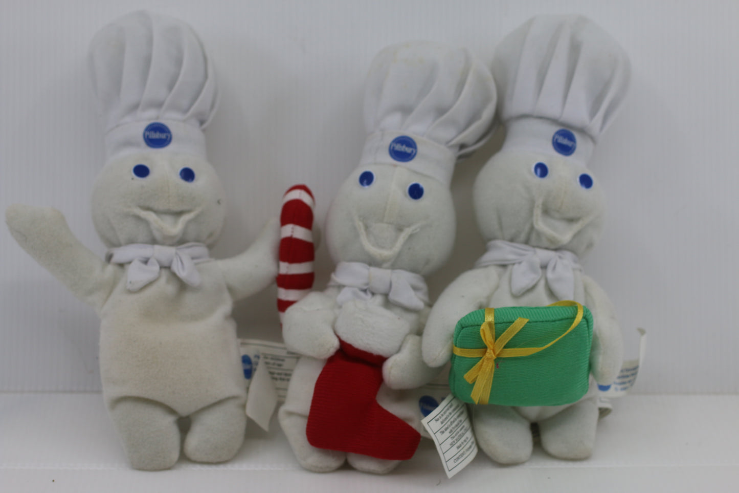Lot of 3 Vintage 1990s Pillsbury Doughboy Plush Christmas – As Is