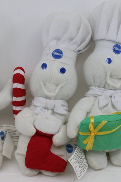 Lot of 3 Vintage 1990s Pillsbury Doughboy Plush Christmas – As Is