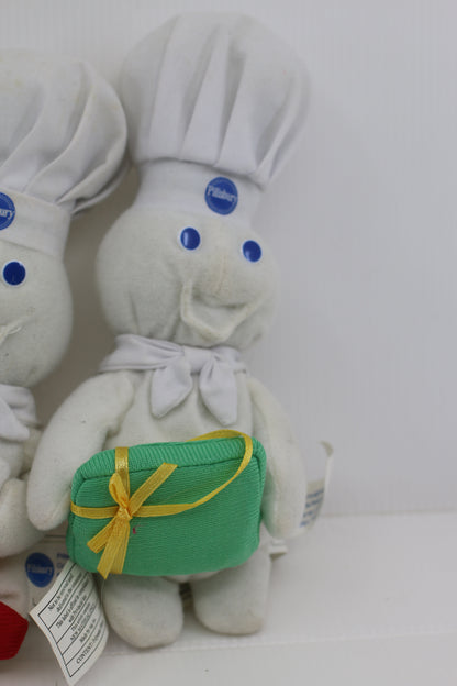 Lot of 3 Vintage 1990s Pillsbury Doughboy Plush Christmas – As Is