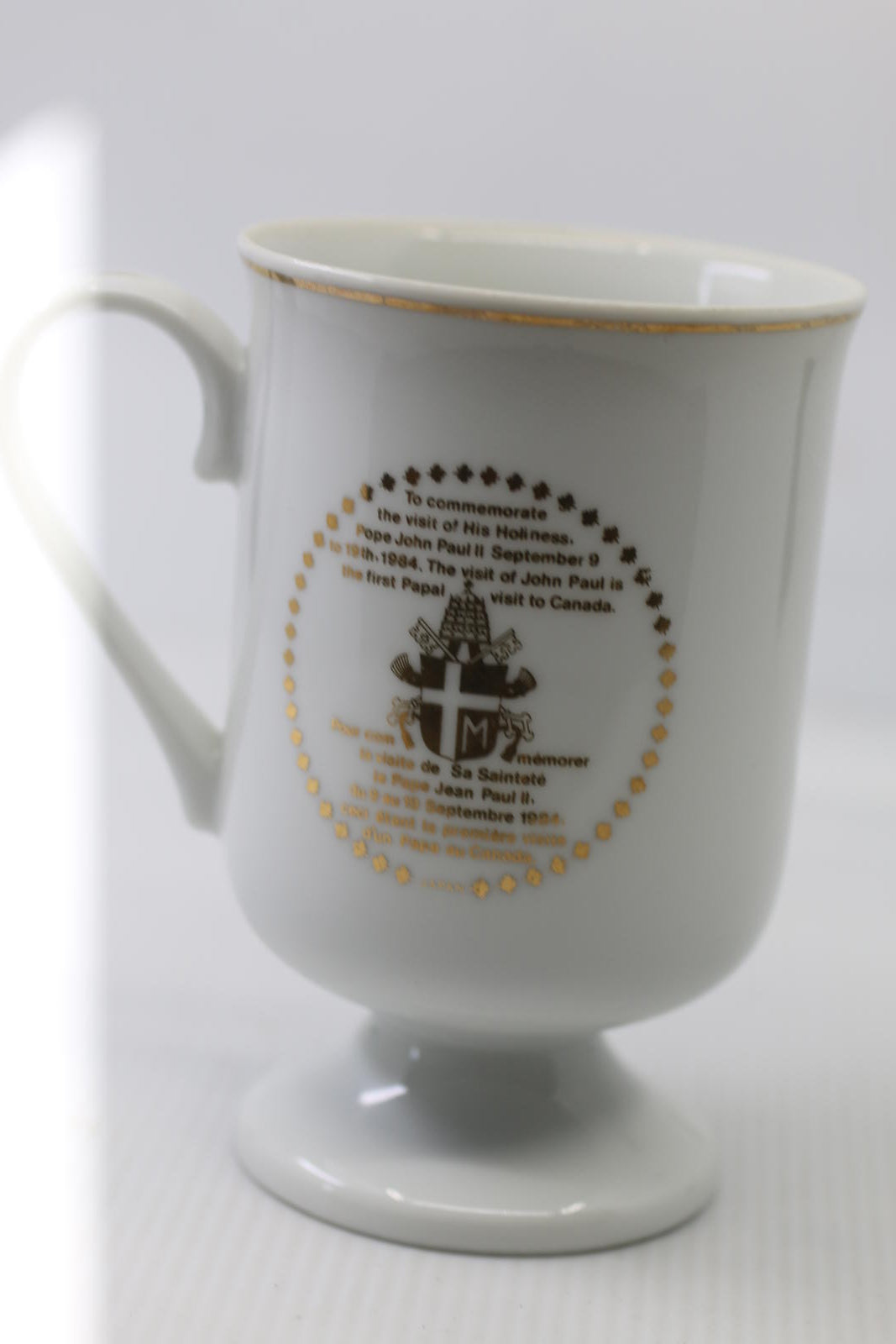 Pope John Paul II 1984 Canada Visit Commemorative Mug Japan Vintage