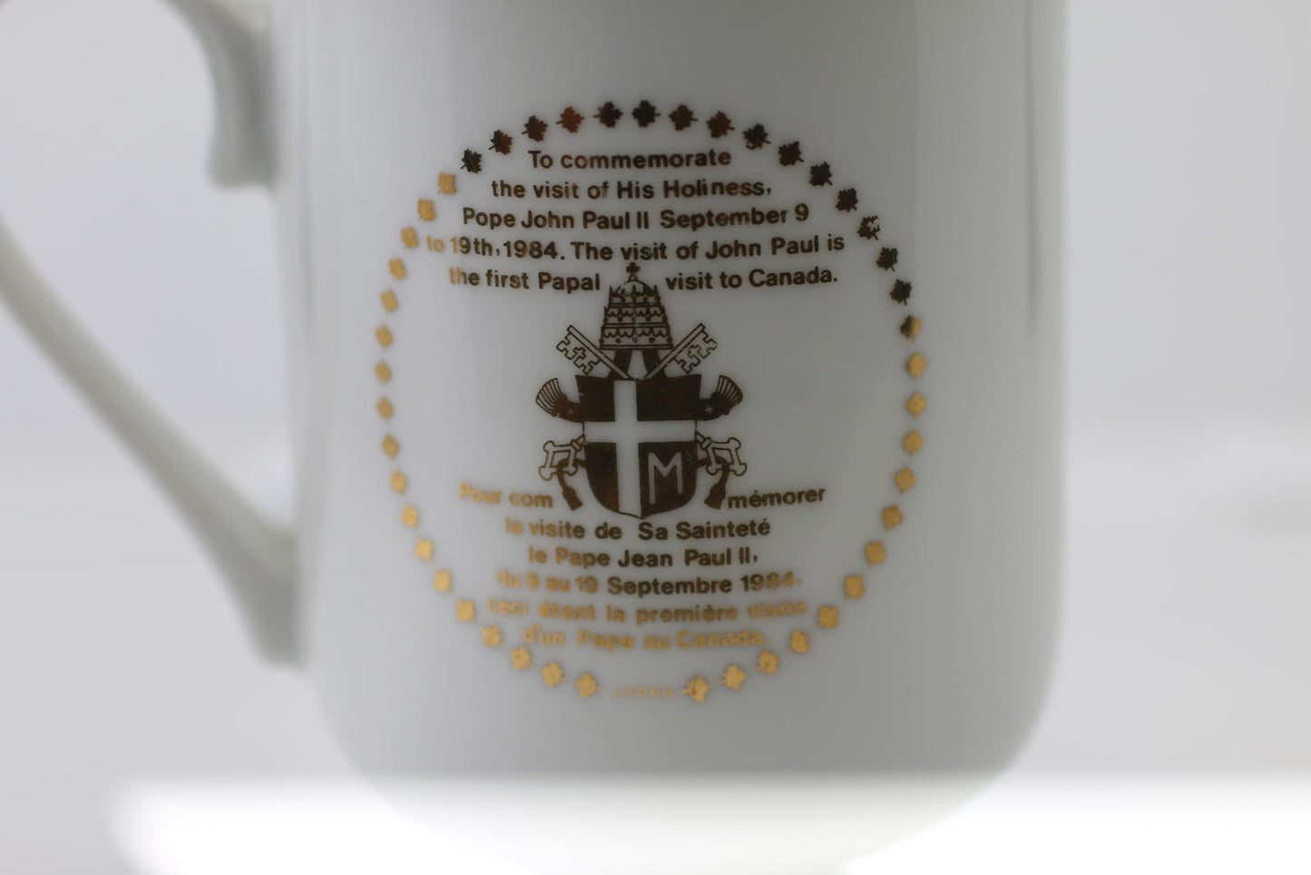 Pope John Paul II 1984 Canada Visit Commemorative Mug Japan Vintage