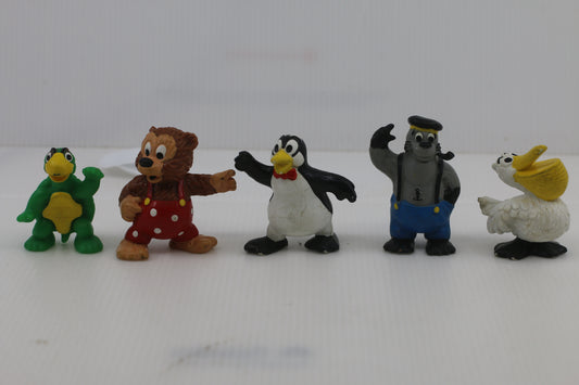 Rare Bully Petzi Figure Set of 5 – Bear, Sea Bear, Pelle & Turtle – Vintage Comic Figures