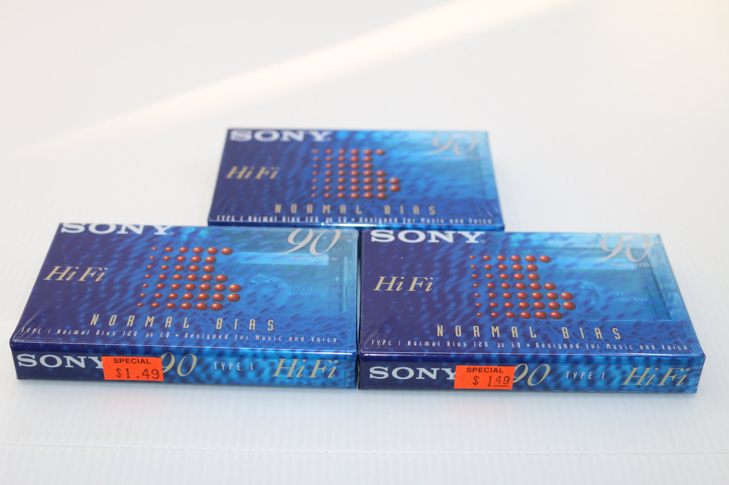 3 Sony HiFi 90 Min Normal Bias Blank Audio Cassette Tape C-90HFB Sealed