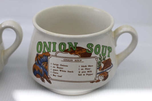 Vintage TOMATO & ONION Soup Ceramic Recipe Mug-Bowl-Cup With Handle