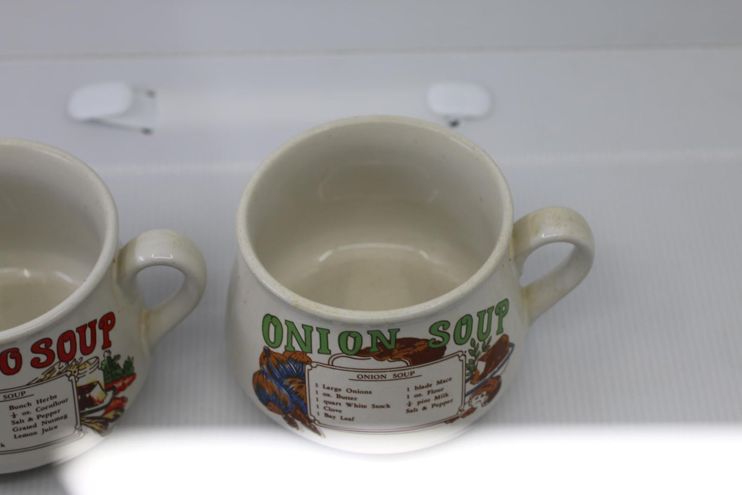 Vintage TOMATO & ONION Soup Ceramic Recipe Mug-Bowl-Cup With Handle