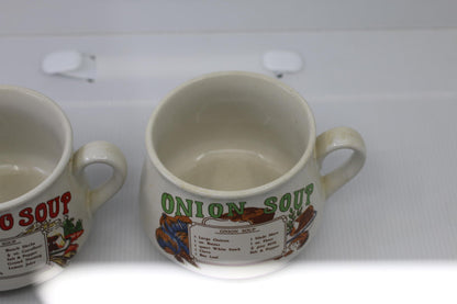 Vintage TOMATO & ONION Soup Ceramic Recipe Mug-Bowl-Cup With Handle