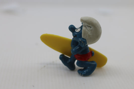 Vintage The Smurfs Schleich Peyo Surfing Smurf w/Surfboard 1981