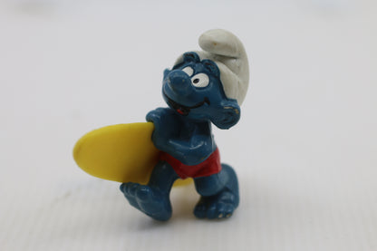 Vintage The Smurfs Schleich Peyo Surfing Smurf w/Surfboard 1981