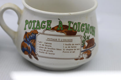 Vintage TOMATO & ONION Soup Ceramic Recipe Mug-Bowl-Cup With Handle