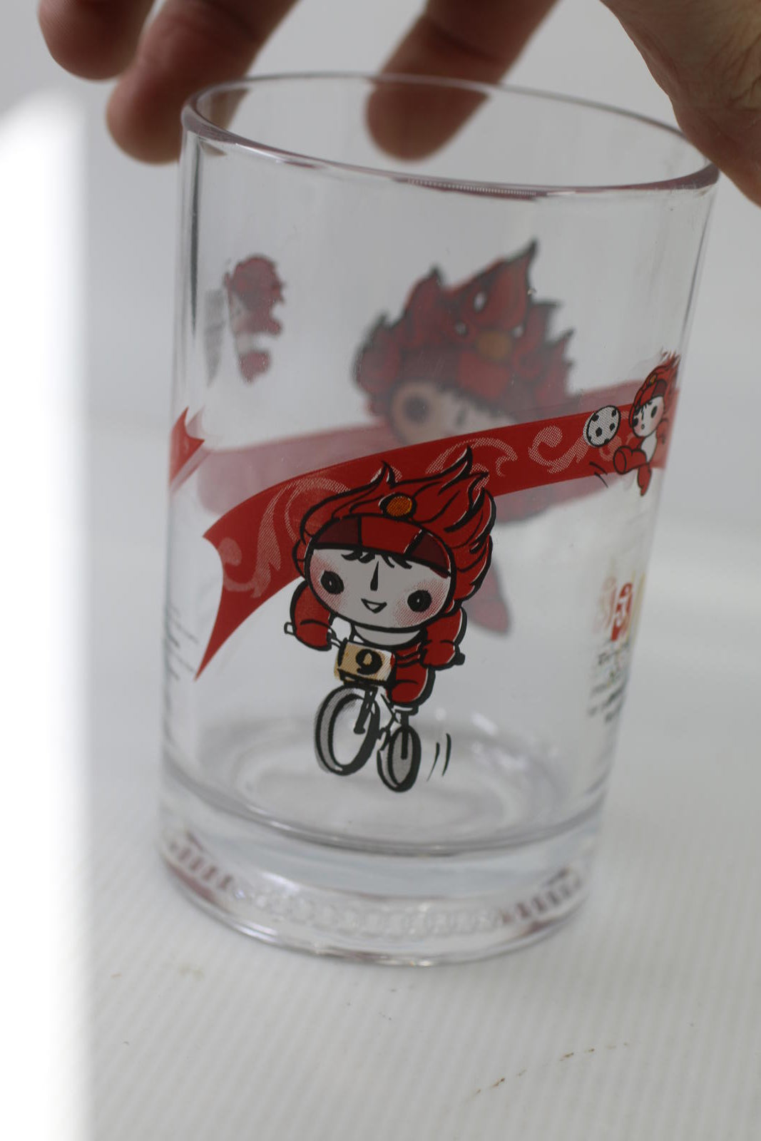 McDonald's Beijing Winter Olympics 2008 Glass Cup Collectible Red￼￼ 16 Oz