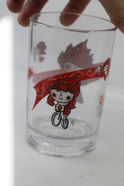 McDonald's Beijing Winter Olympics 2008 Glass Cup Collectible Red￼￼ 16 Oz