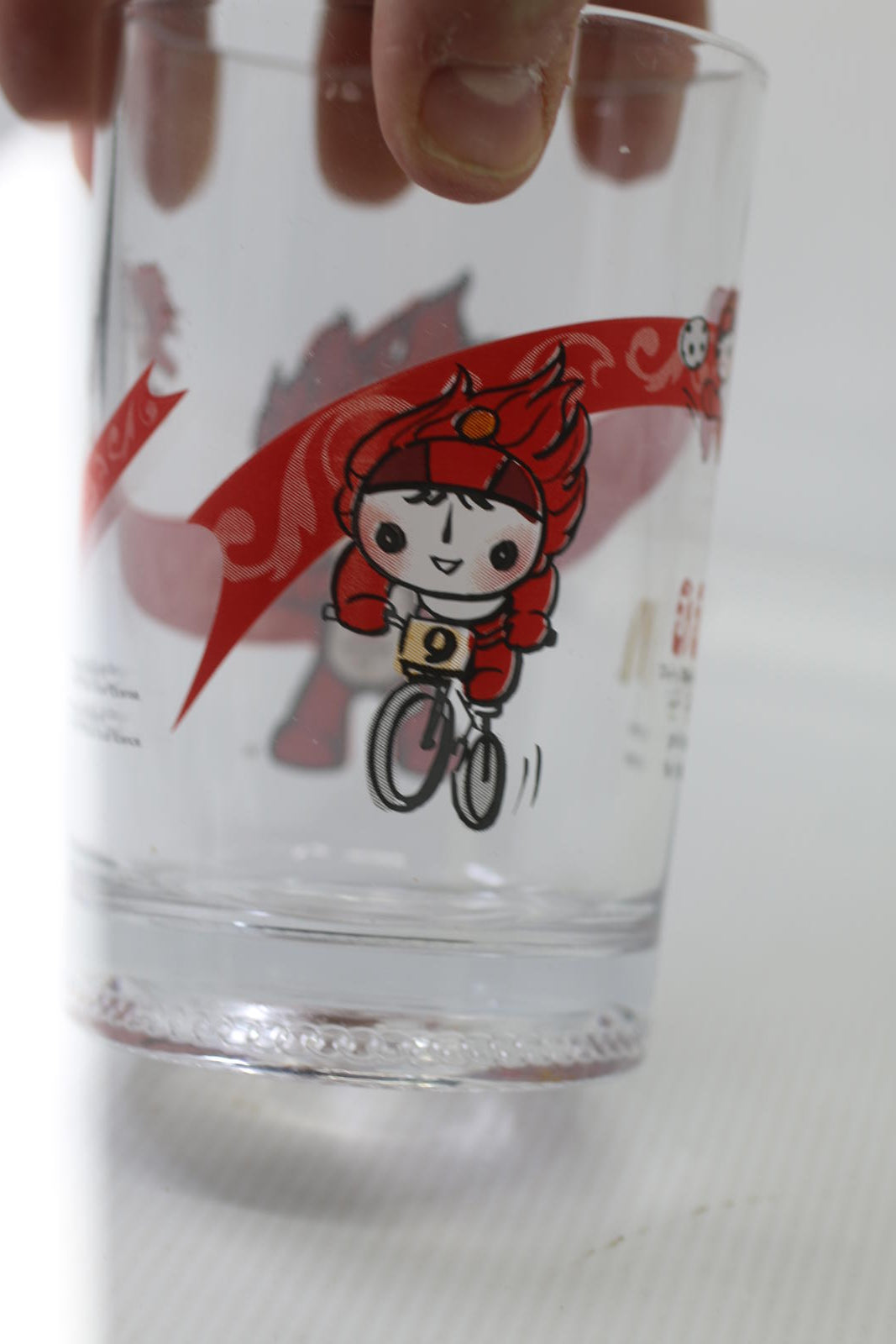 McDonald's Beijing Winter Olympics 2008 Glass Cup Collectible Red￼￼ 16 Oz