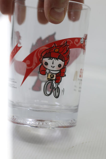 McDonald's Beijing Winter Olympics 2008 Glass Cup Collectible Red￼￼ 16 Oz