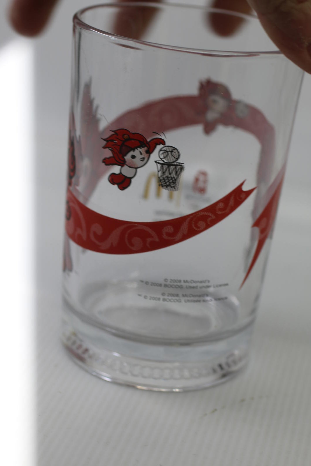 McDonald's Beijing Winter Olympics 2008 Glass Cup Collectible Red￼￼ 16 Oz