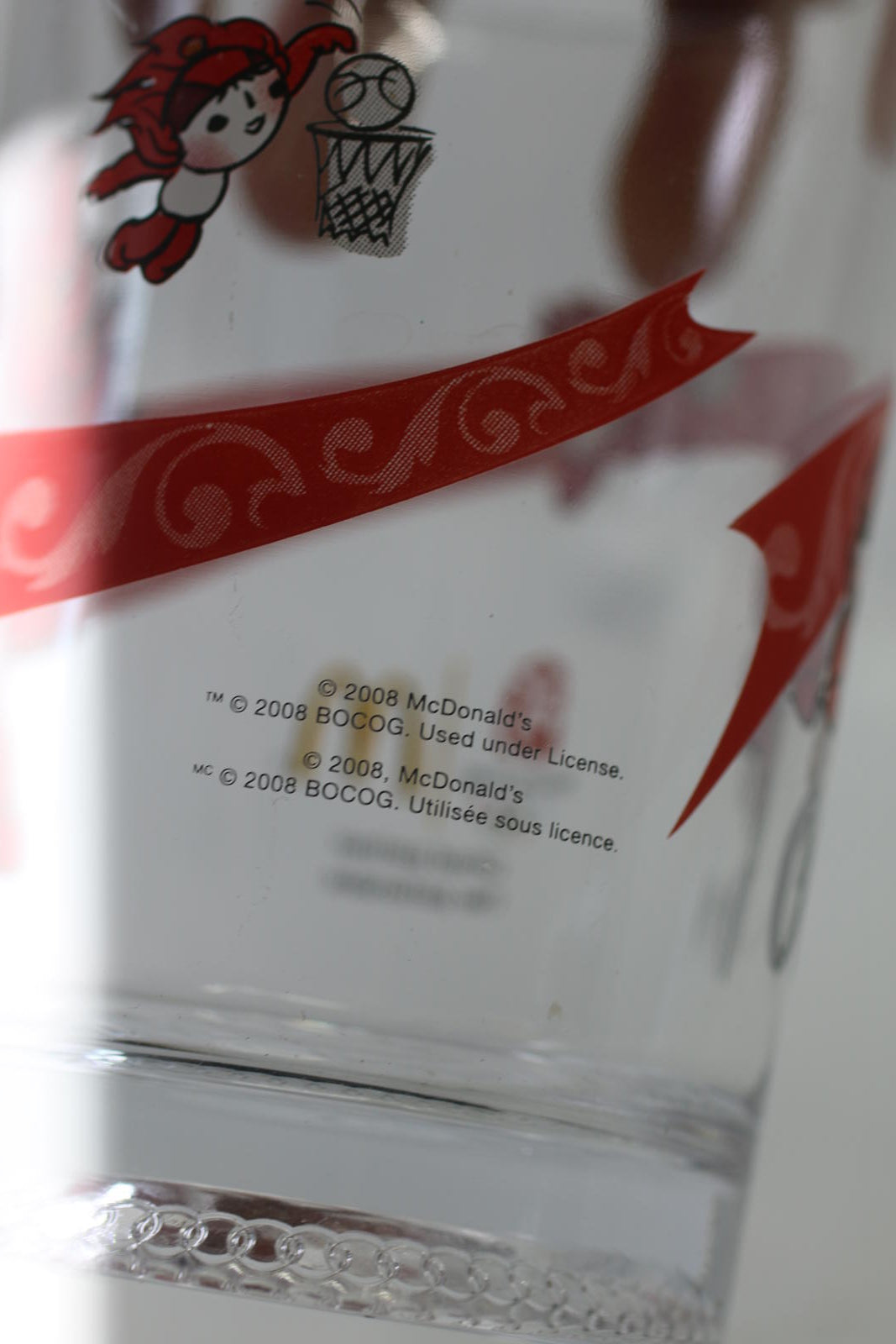 McDonald's Beijing Winter Olympics 2008 Glass Cup Collectible Red￼￼ 16 Oz