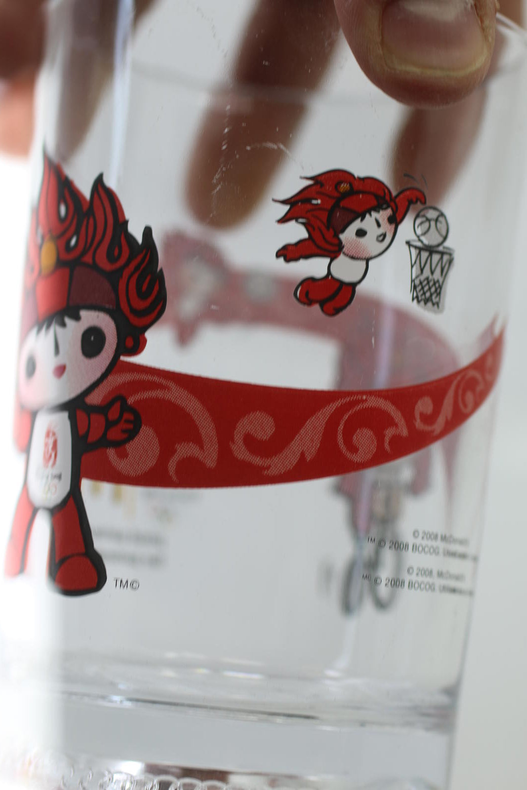 McDonald's Beijing Winter Olympics 2008 Glass Cup Collectible Red￼￼ 16 Oz