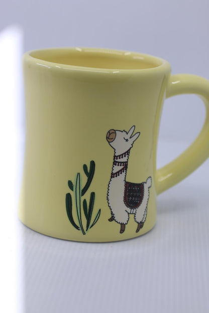 Yellow Llama Coffee Mug Cute Boho Alpaca Cup Ceramic Kitchen
