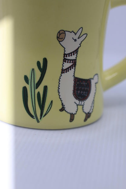 Yellow Llama Coffee Mug Cute Boho Alpaca Cup Ceramic Kitchen