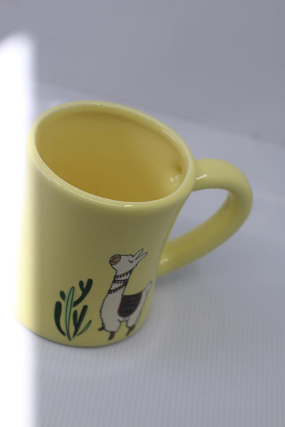 Yellow Llama Coffee Mug Cute Boho Alpaca Cup Ceramic Kitchen