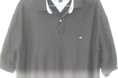Tommy Hilfiger Black Polo Shirt XL Classic Logo 100% Cotton