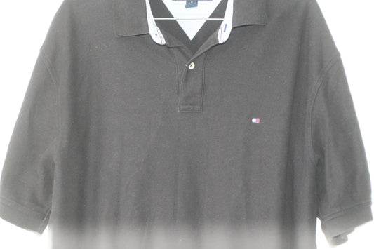 Tommy Hilfiger Black Polo Shirt XL Classic Logo 100% Cotton