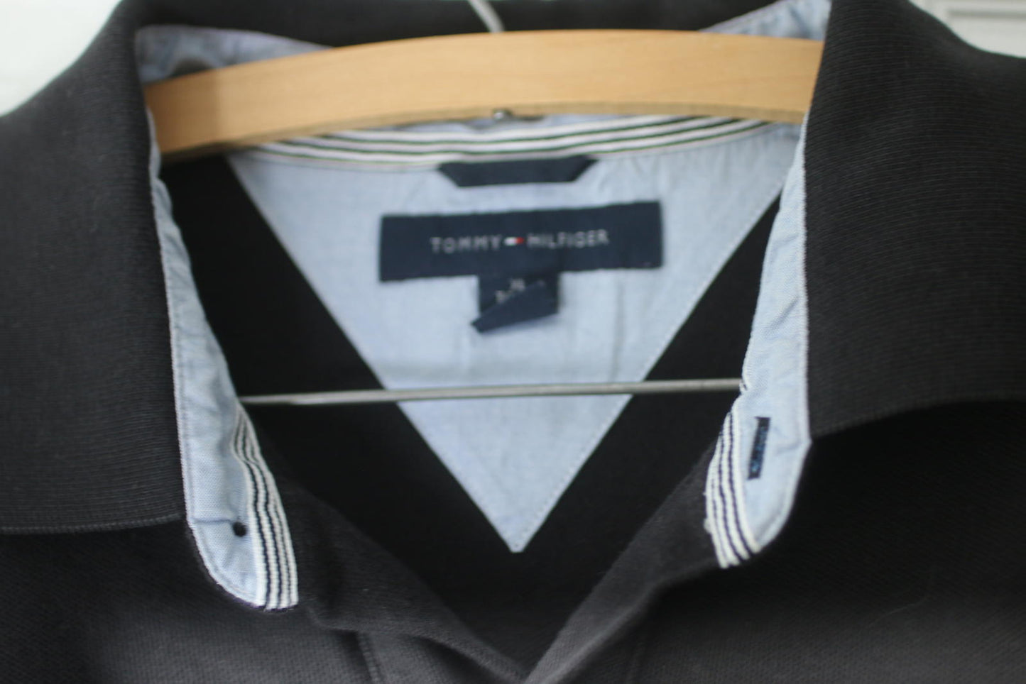 Tommy Hilfiger Black Polo Shirt XL Classic Logo 100% Cotton