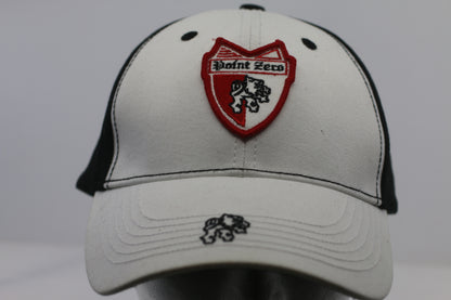 Vintage Point Zero Baseball Cap Crest Logo Black White Adjustable