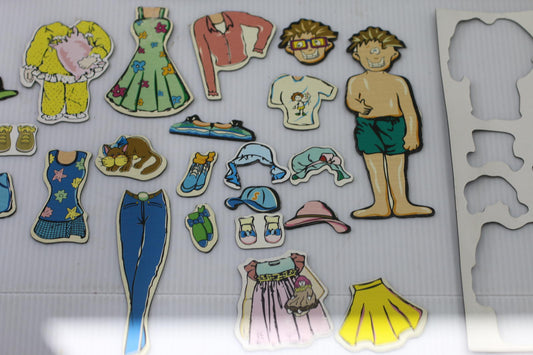 Vintage Ma gnetic Dress Up Dolls Clothing Set Boy Girl 70s 80s game toys rare