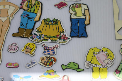 Vintage Ma gnetic Dress Up Dolls Clothing Set Boy Girl 70s 80s game toys rare
