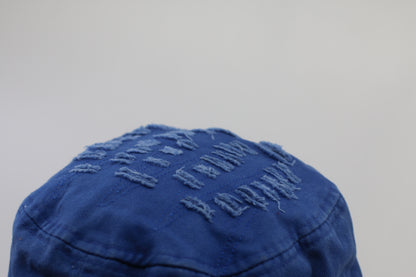 Vintage Cuba Blue Military Style Cap Distressed Cotton Adjustable