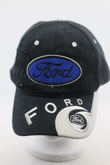 Vintage Ford Racing Logo Cap Black Blue Embroidered Adjustable