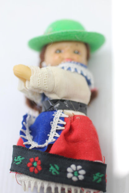 Vintage, 1980s, Swiss, Doll, Costume, Dress, Hat, Gripper, Clip, Toy figurine