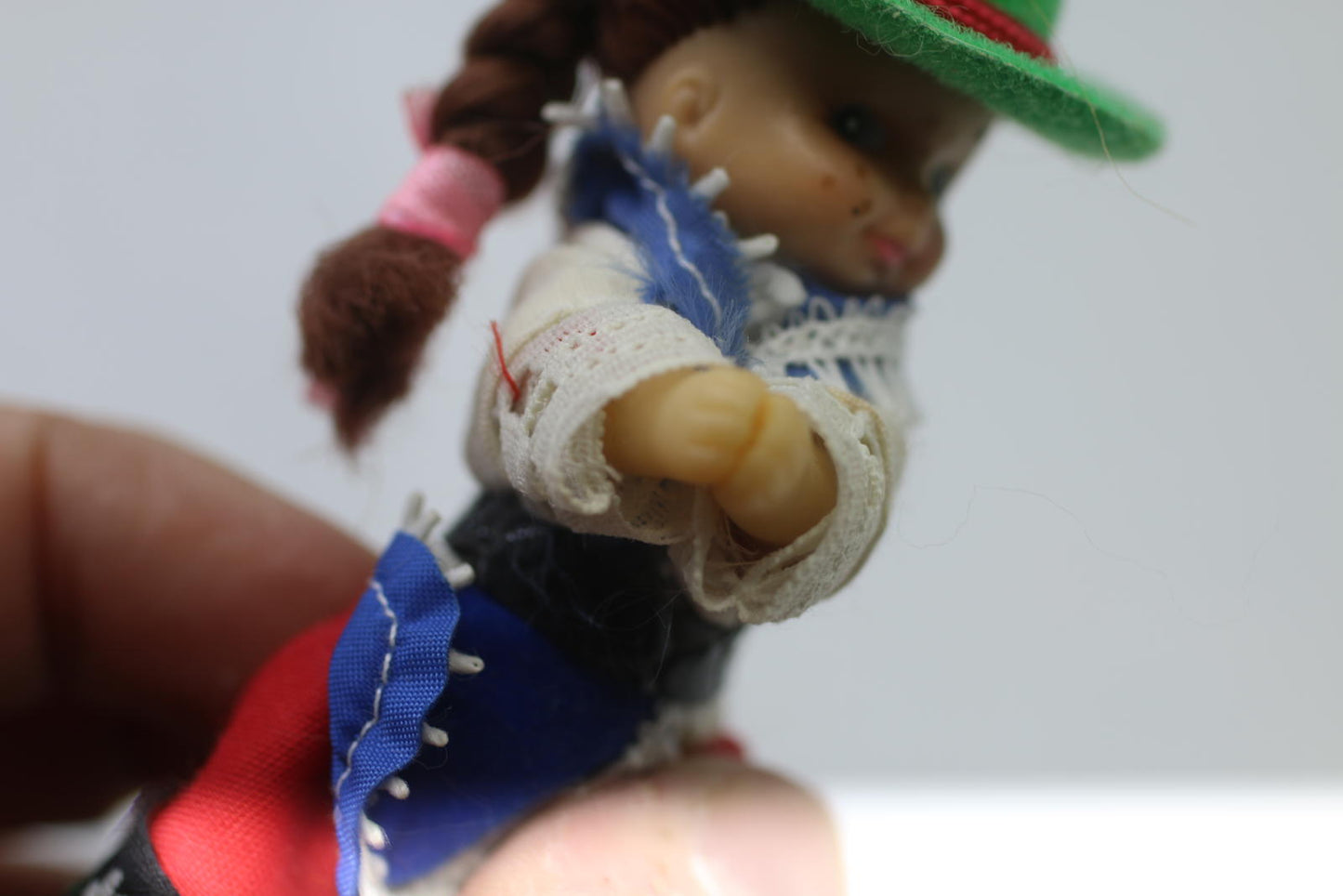 Vintage, 1980s, Swiss, Doll, Costume, Dress, Hat, Gripper, Clip, Toy figurine