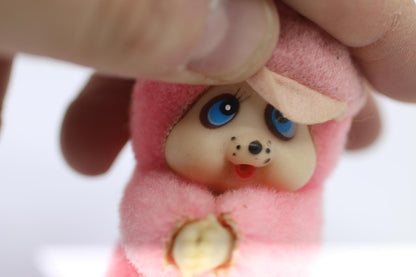 Nos Vintage Monchichi Hugger Monkey Clip-On Pencil Grabber Pink Doll Troll Toy
