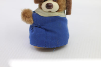 Vintage Plush pencil hugger clip Graduation Dog Figurine with Blue Gown and Cap