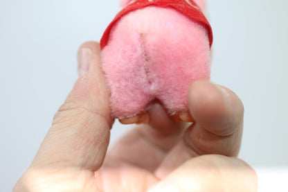 Vintage Pink Plush Bear Figurine w/ Red Heart Clip toy I love you Pencil Hugger